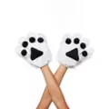 White Faux Fur Animal Paw Gloves at Spencer's