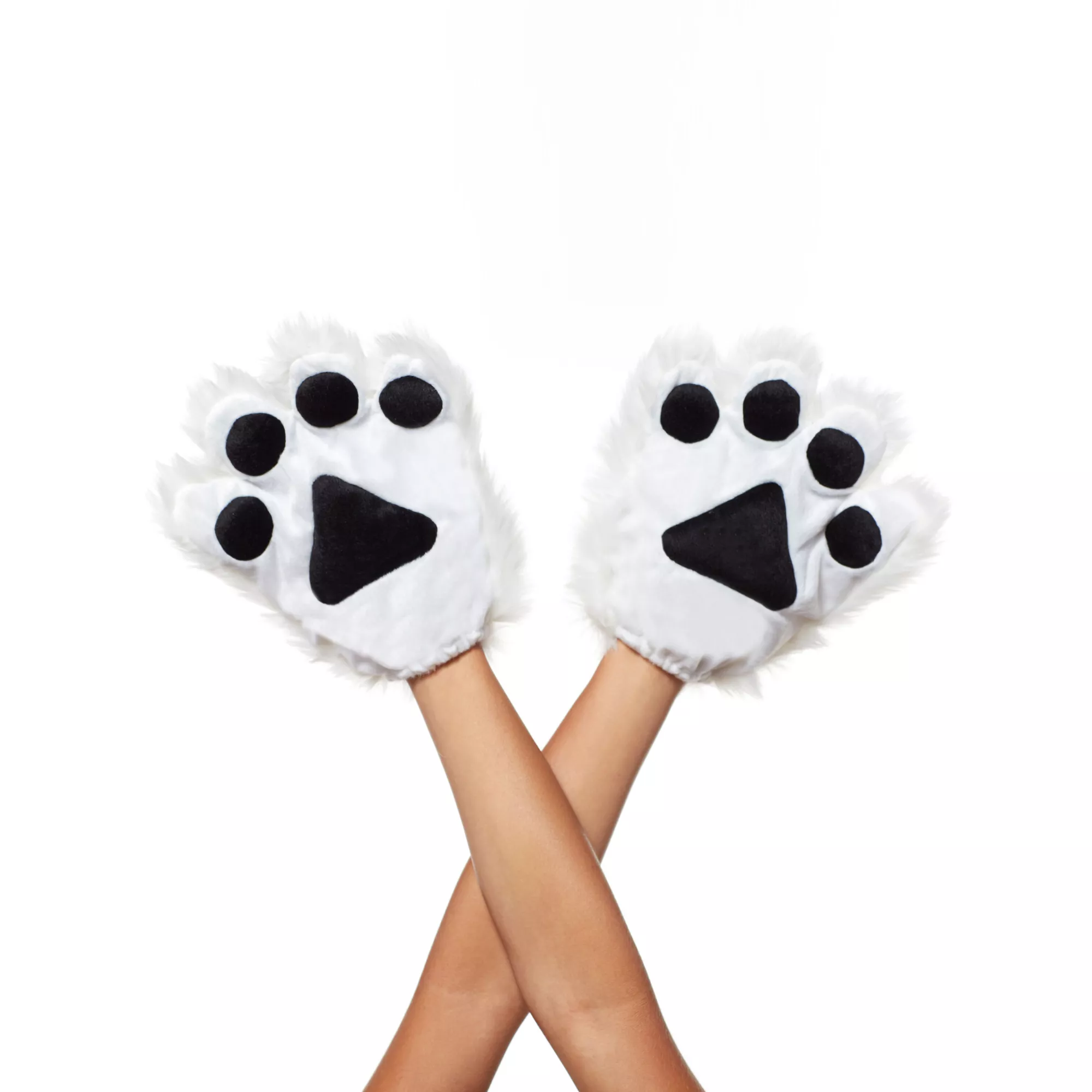 White Faux Fur Animal Paw Gloves at Spencer's
