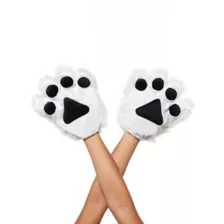 White Faux Fur Animal Paw Gloves at Spencer's
