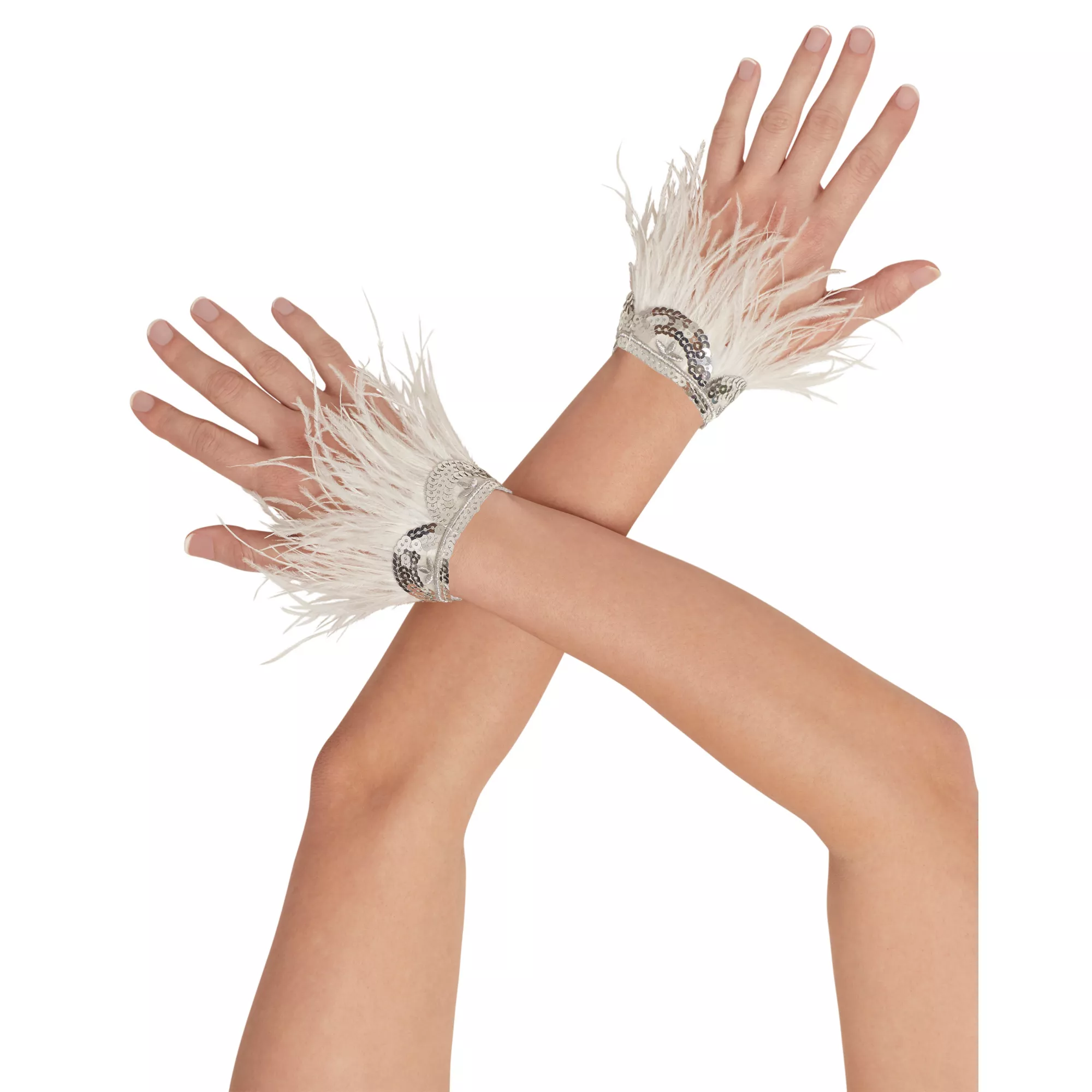 White Faux Feather Angel Gloves at Spencer's