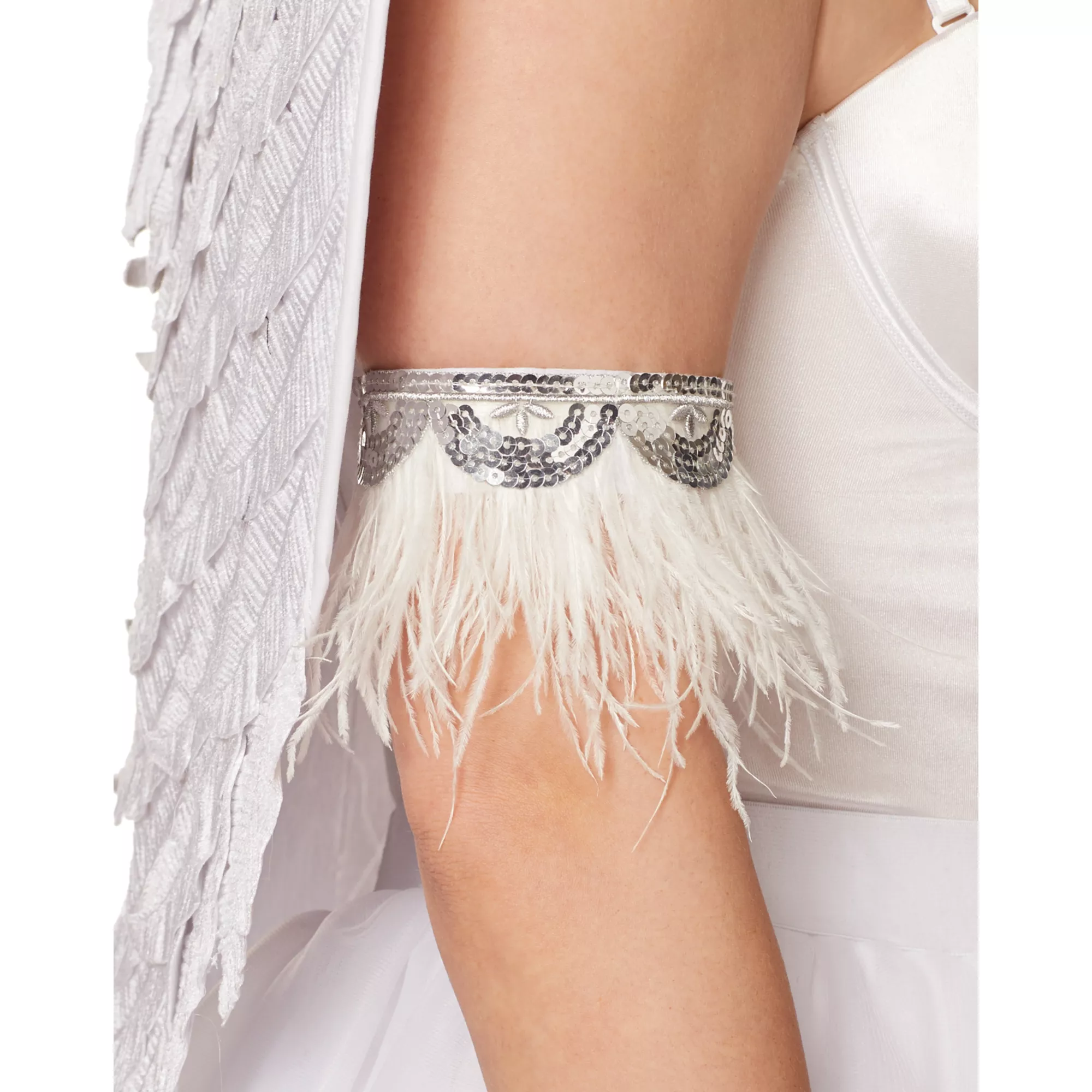 White Faux Feather Angel Gloves at Spencer's