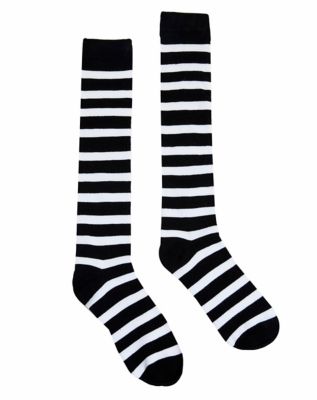 Black and White Knee-high Striped Socks 