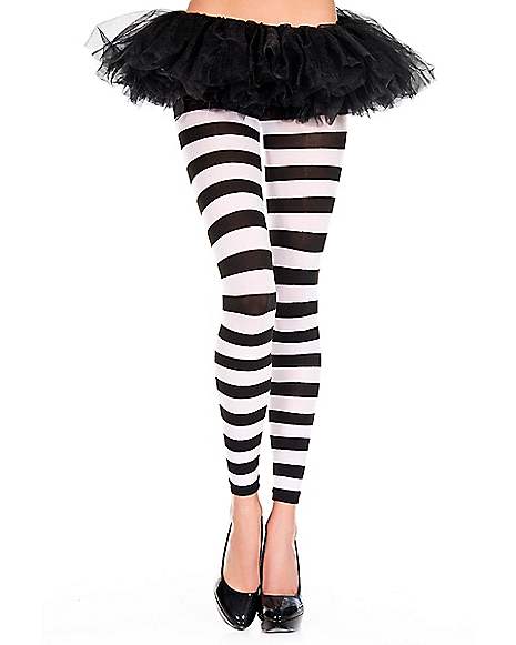 Black and White Striped Tights - Spirithalloween.com