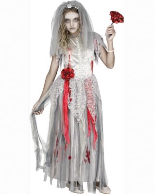 49 White & Red Zombie Bride Women Adult Halloween Costume - Small