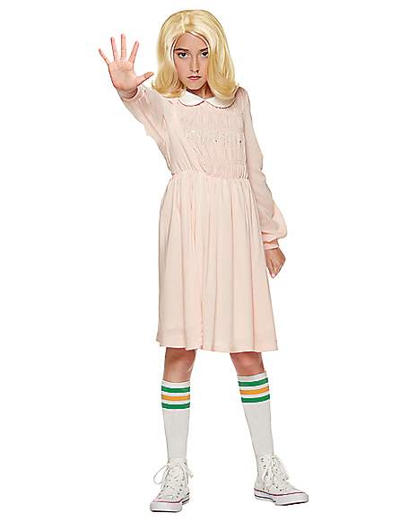 ELEVEN Stranger Things Costume Long Sleeve Dress Child L Kid Halloween Netflix 