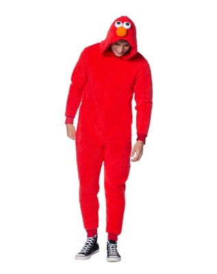 position dinosaurus Slumkvarter Adult Elmo Union Suit - Sesame Street - Spirithalloween.com