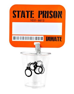 Prison Inmate Badge with Shot Glass Spirithalloween com