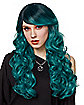 Ash Green Curly Wig with Dark Roots