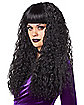 Black Crimped Wig with Bangs