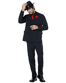 Details about   Men's Black Suit Gangster Mobster Costume Size S M Used 