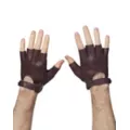 Brown Faux Leather Fingerless Gloves at Spirit Halloween