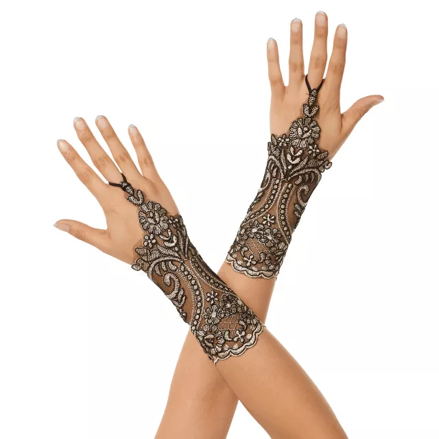 Black and Tan Lace Glovelettes at Spirit Halloween