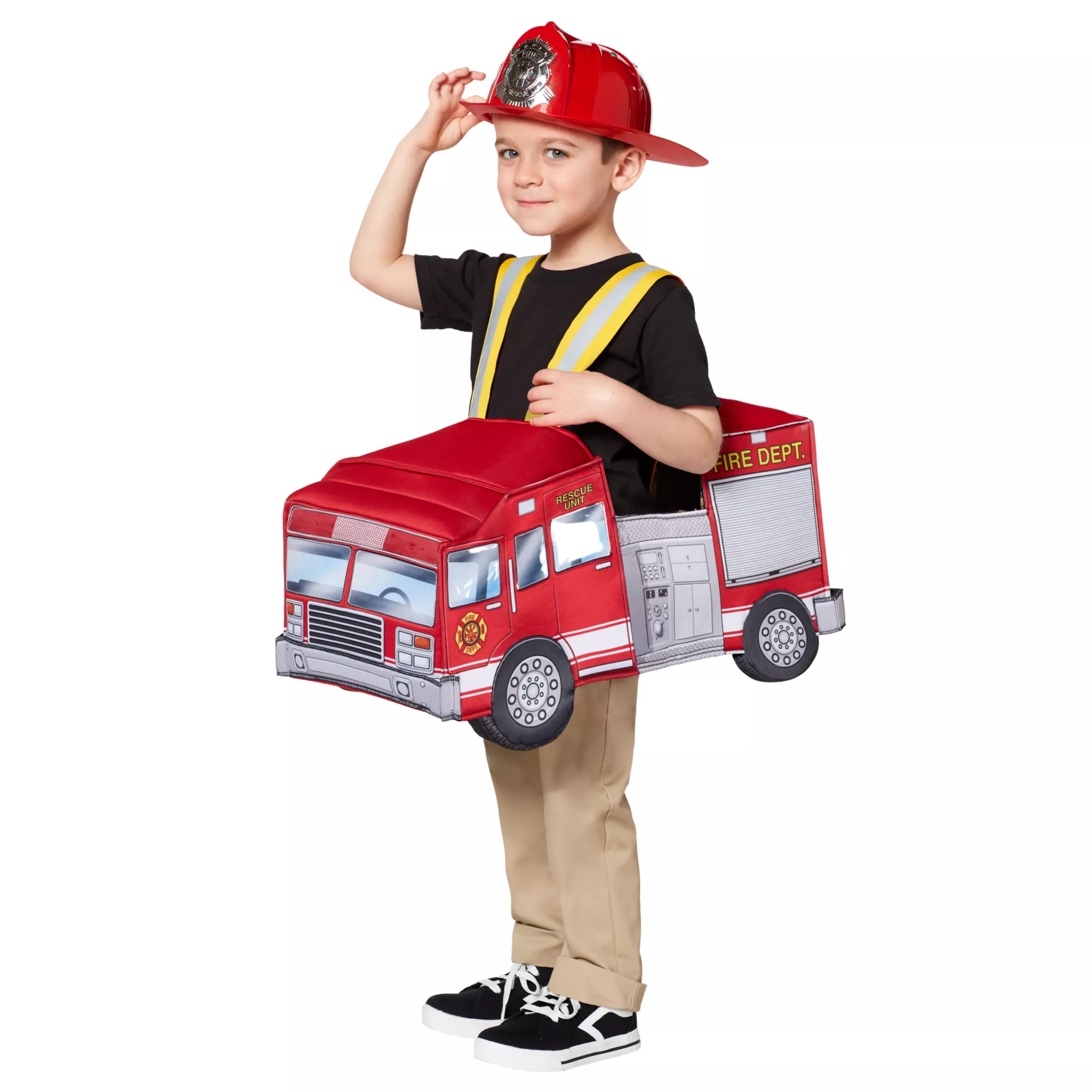 Toddler Light-Up Firetruck Ride-Along Costume at Spirit Halloween