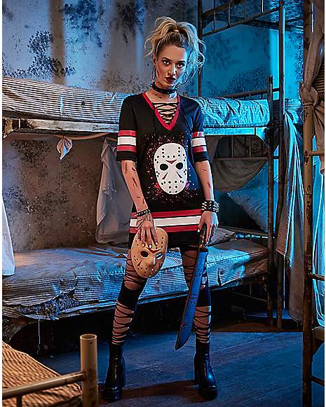 Friday the 13th Skull Ladies Woman's Juniors T-Shirt Black Horror Movie Jason