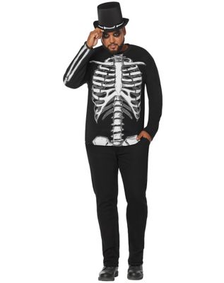 Plus size long sleeve skeleton t shirt