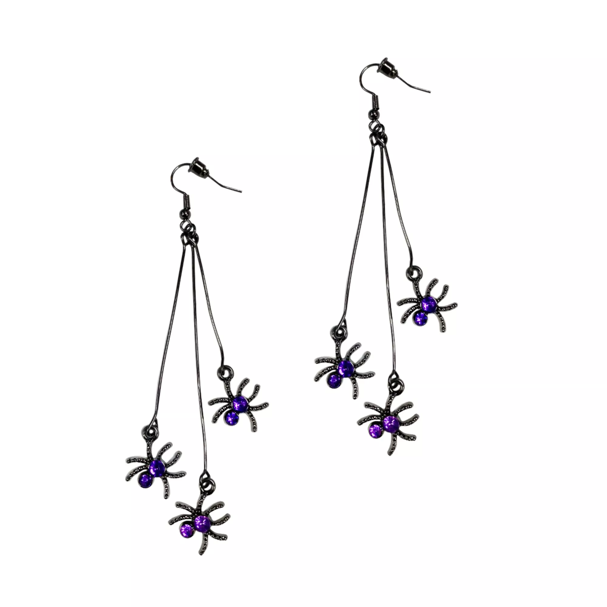 Purple Spider Dangle Earrings at Spirit Halloween
