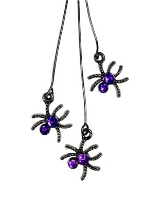 Purple Spider Dangle Earrings