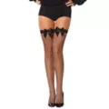 Black Bow Fishnet Thigh High Stockings at Spirit Halloween