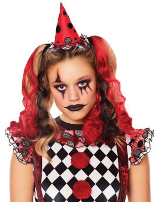 Red and Black Curly Clips Hair Extensions - Spirithalloween.com