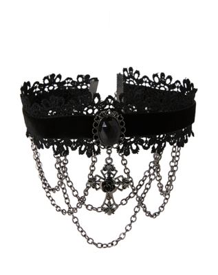 Vampire Cross Lace Choker Necklace - Spirithalloween.com