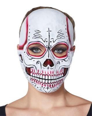 Red Sugar Skull Half Mask 
