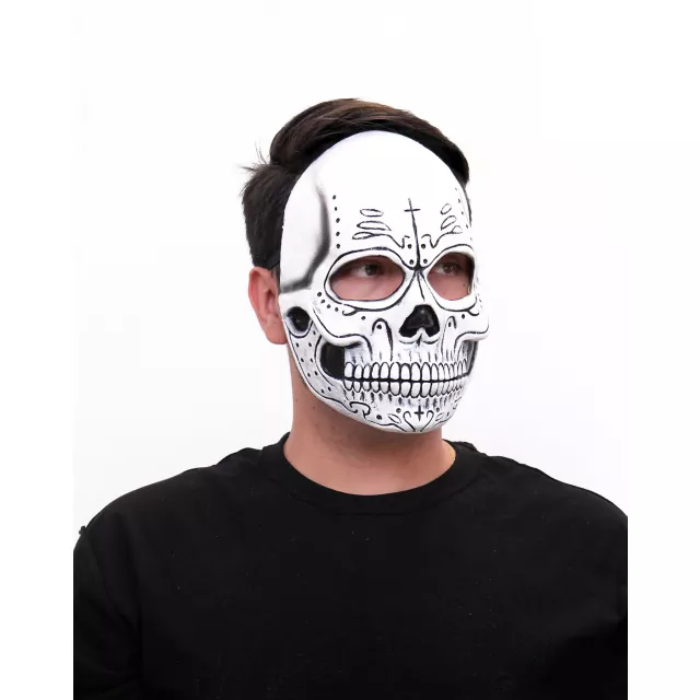 Sugar Skull Skeleton Half Mask at Spencer's
