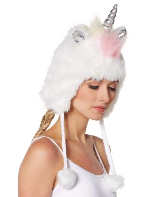 Spirit Halloween Costume Faux Fur Unicorn Pom Pom Hat One Size SKU