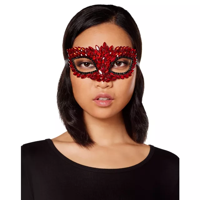 Red Rhinestone Eye Half Mask at Spirit Halloween