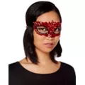 Red Rhinestone Eye Half Mask at Spirit Halloween