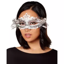 White and Silver Filigree Eye Half Mask at Spirit Halloween