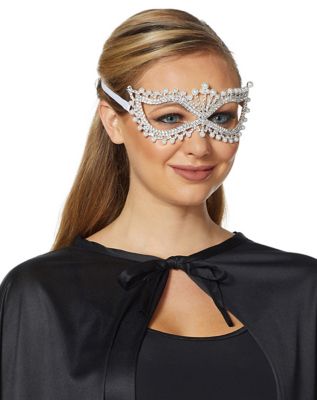 Rhinestone Pearl Eye Half Mask