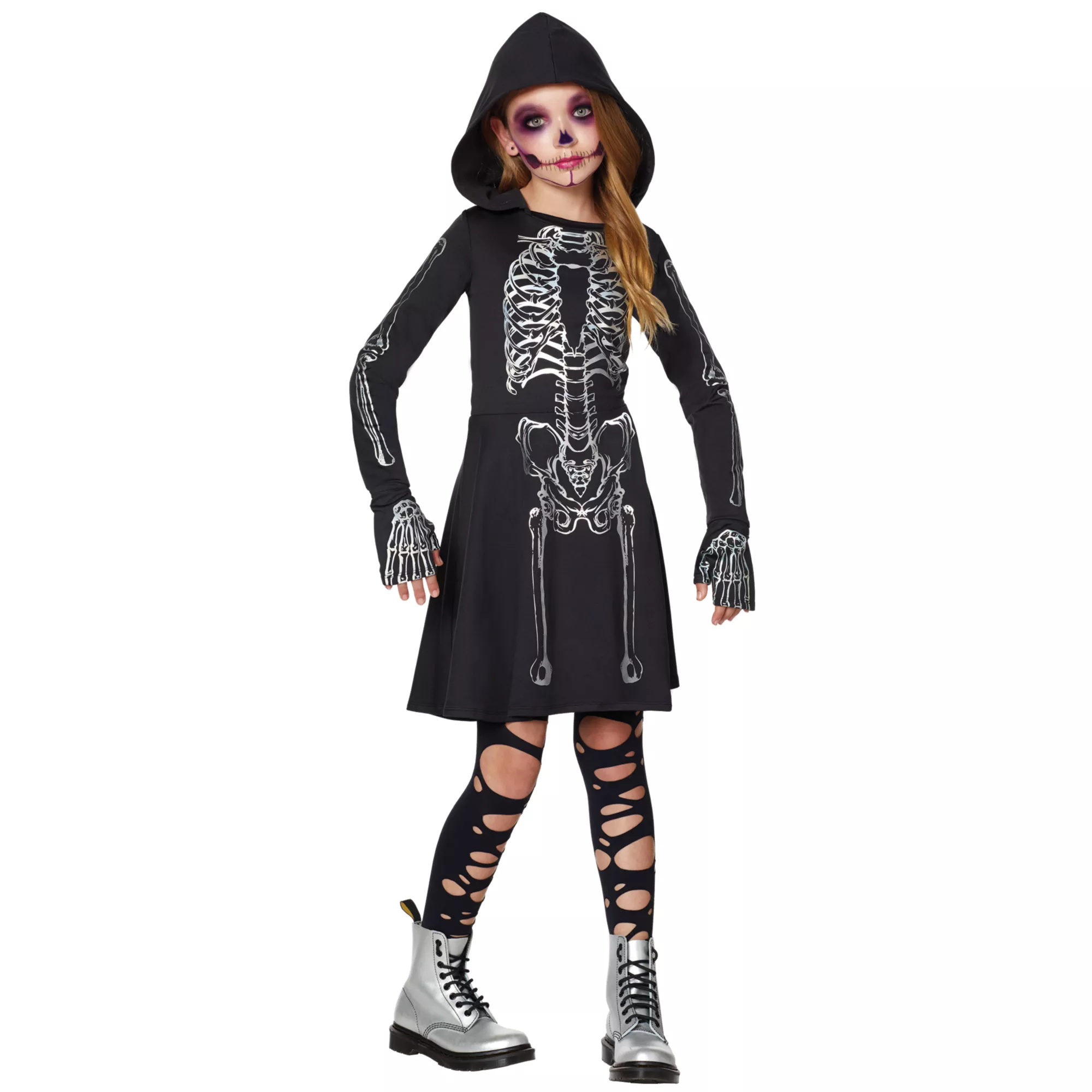 Kids Skeleton Hooded Dress Costume at Spirit Halloween