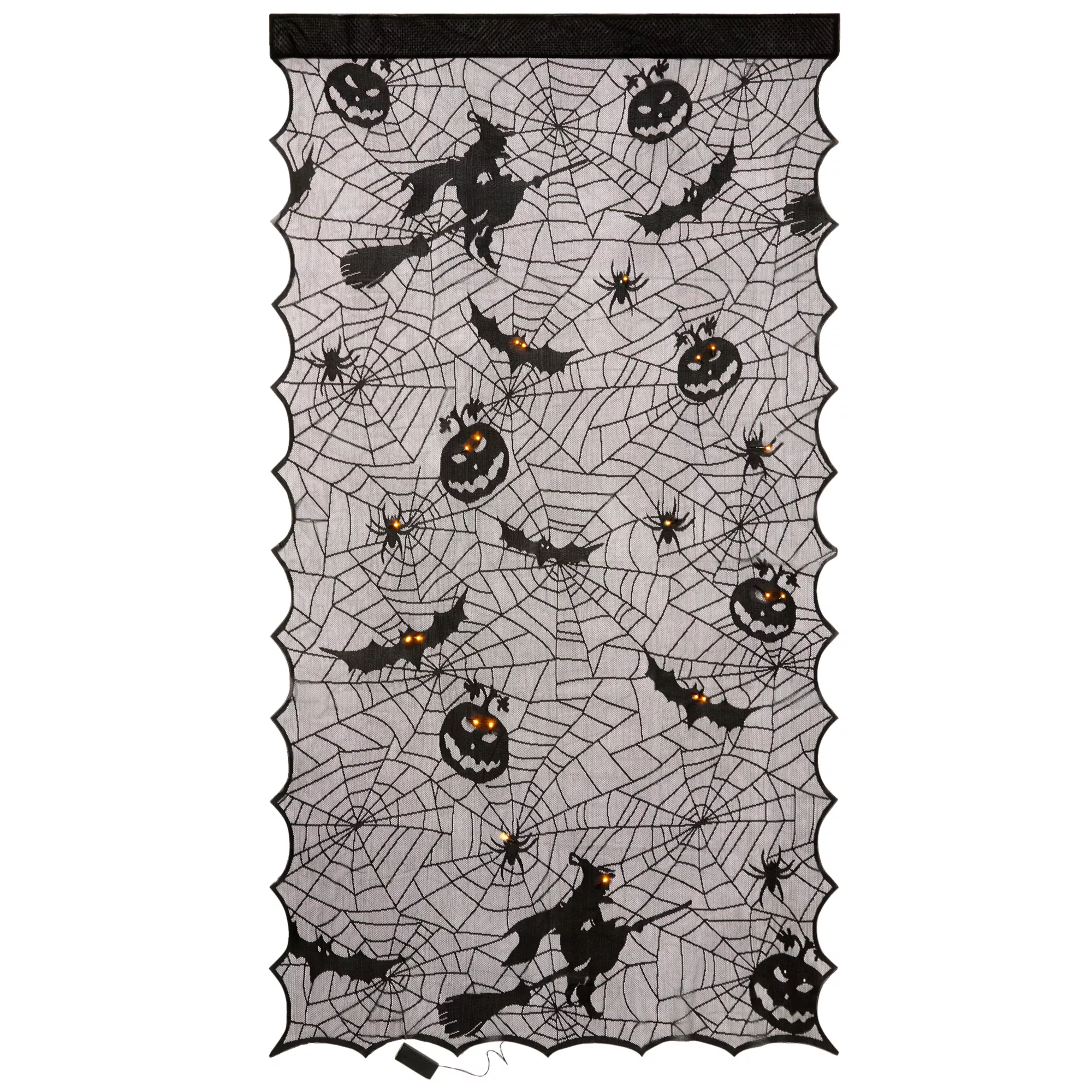 Light-Up Lace Spider Web Window Curtain at Spirit Halloween