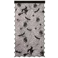Light-Up Lace Spider Web Window Curtain at Spirit Halloween
