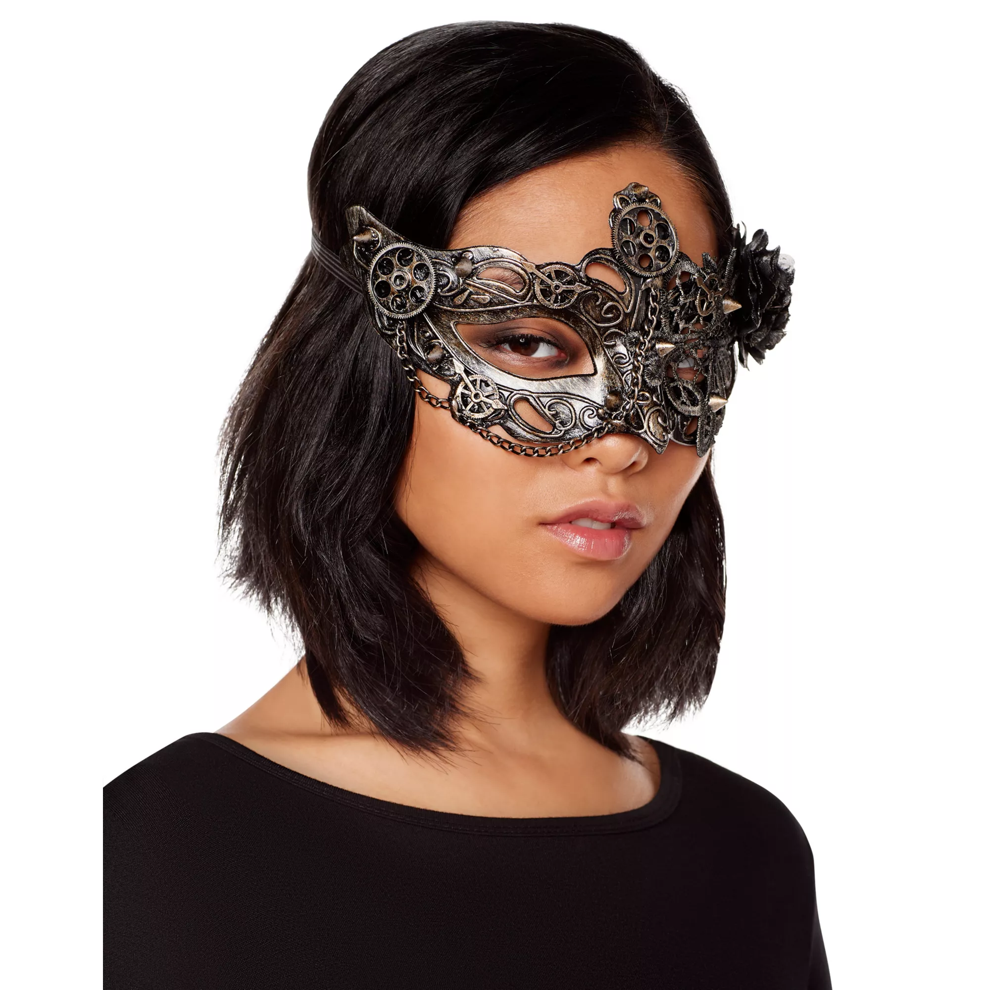 Silver Steampunk Eye Half Mask at Spirit Halloween