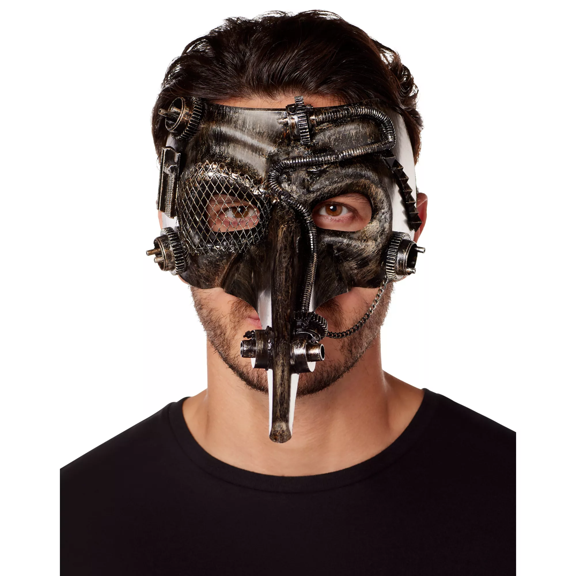 Silver Steampunk Plague Doctor Half Mask at Spirit Halloween