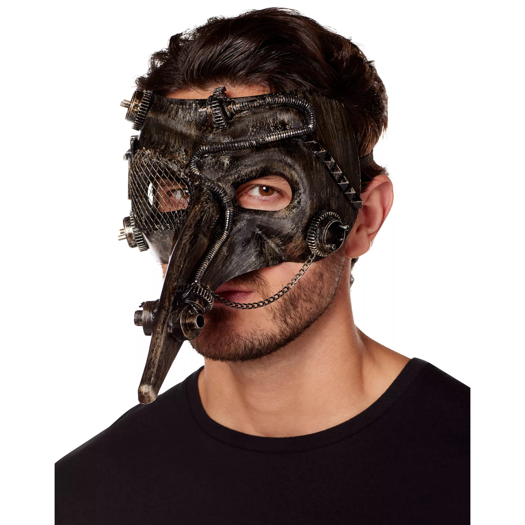 Silver Steampunk Plague Doctor Half Mask at Spirit Halloween