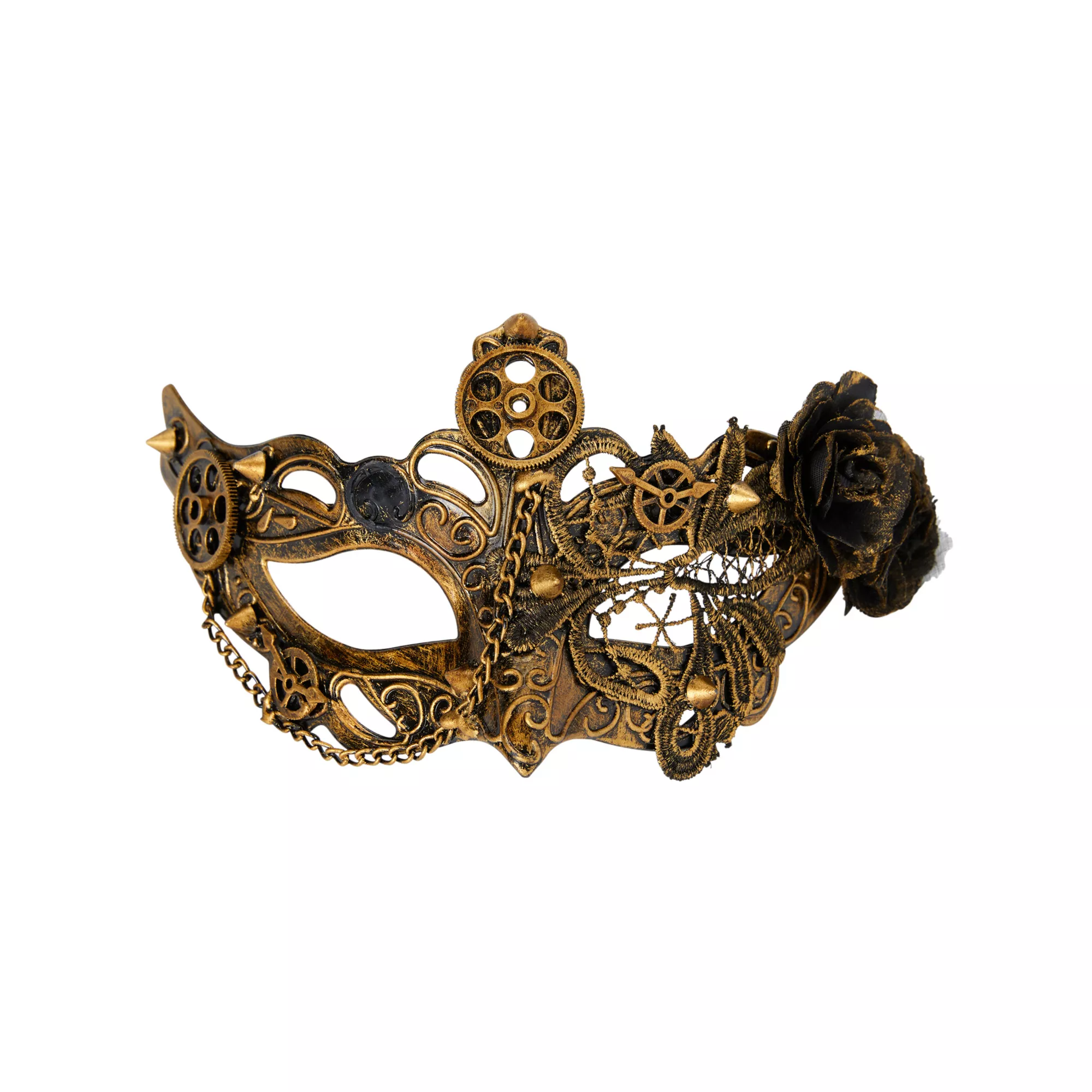 Gold Rose Steampunk Eye Half Mask at Spirit Halloween