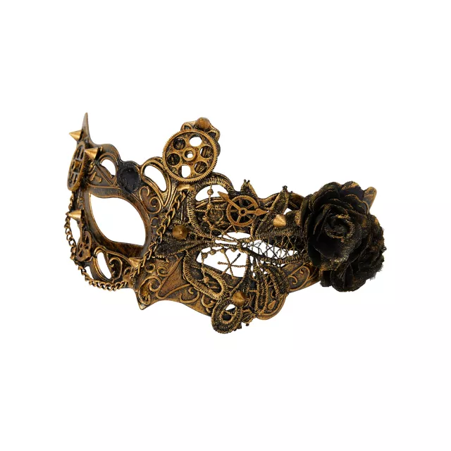 Gold Rose Steampunk Eye Half Mask at Spirit Halloween