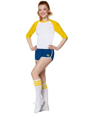 Red Cheerleader Adult Women's Costume Top & Skirt School Spirit  Cheer SM-XL