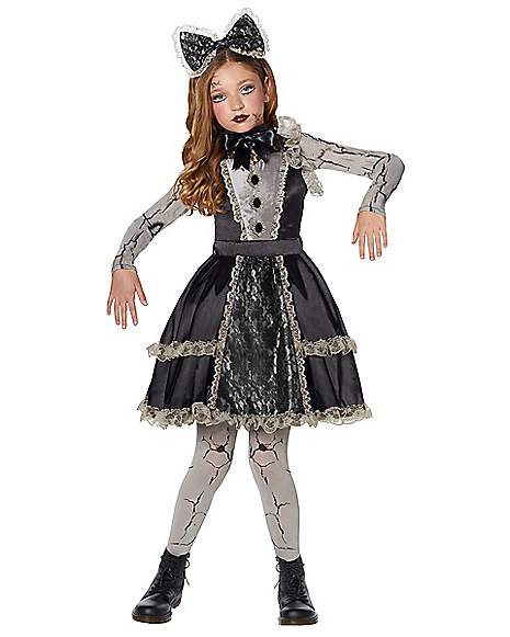 Kids Creepy Doll Costume Halloween Girls Fancy Dress 
