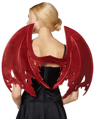 Adult Red Devil Wings Horns Headband Dragon Wings for Halloween