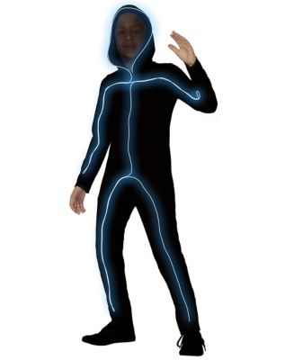 Kids Light-Up EL Wire Blue Stick Figure Costume