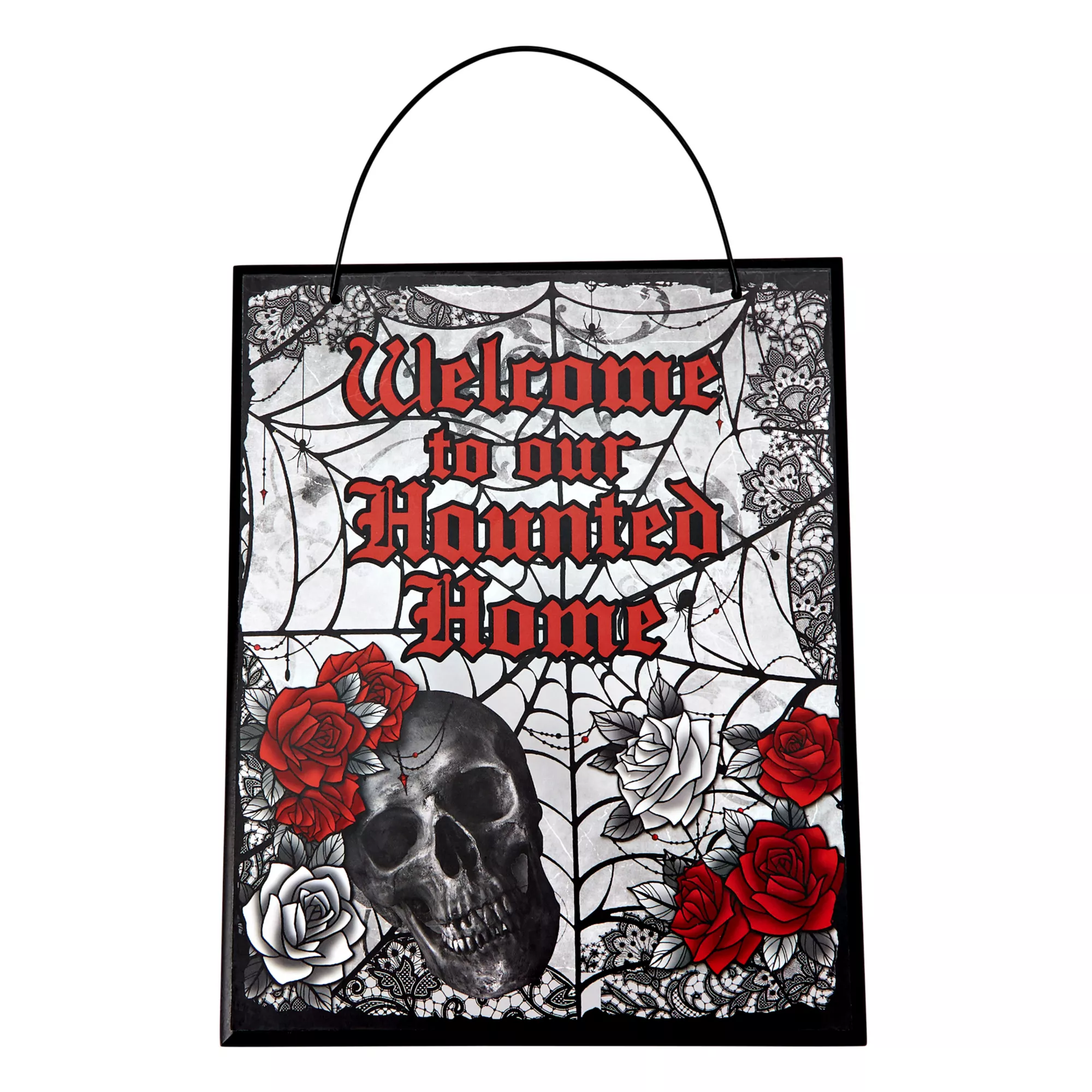Wooden Gothic Welcome Sign at Spirit Halloween