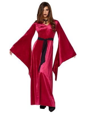 Burgundy Velvet Hooded Robe - Spirithalloween.com