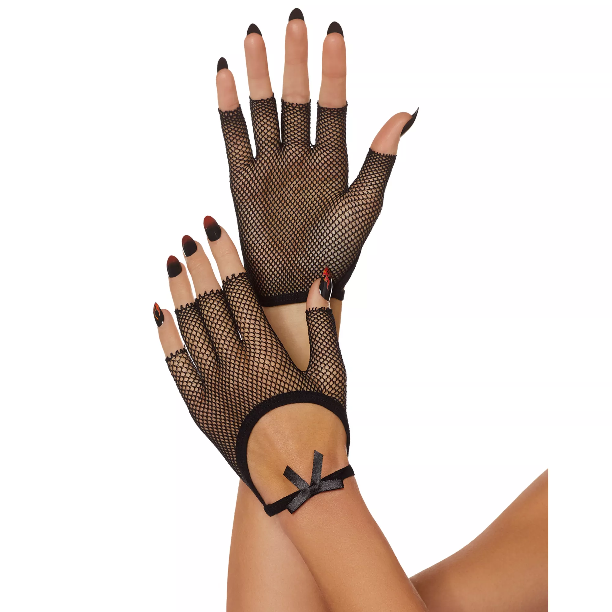 Black Bow Fishnet Gloves at Spirit Halloween