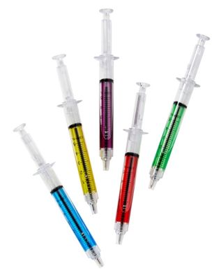 thumbnail image 2 of Death Corp Novelty Syringe Pen – Green Ink, Ballpoint, Gothic Nurse Doctor Halloween Fun, Brand New 2 of 3