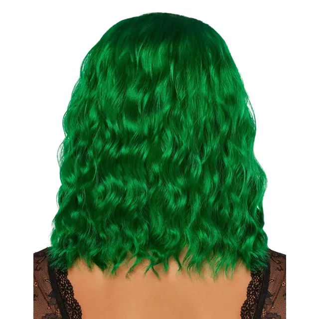 Long curly green wig best sale