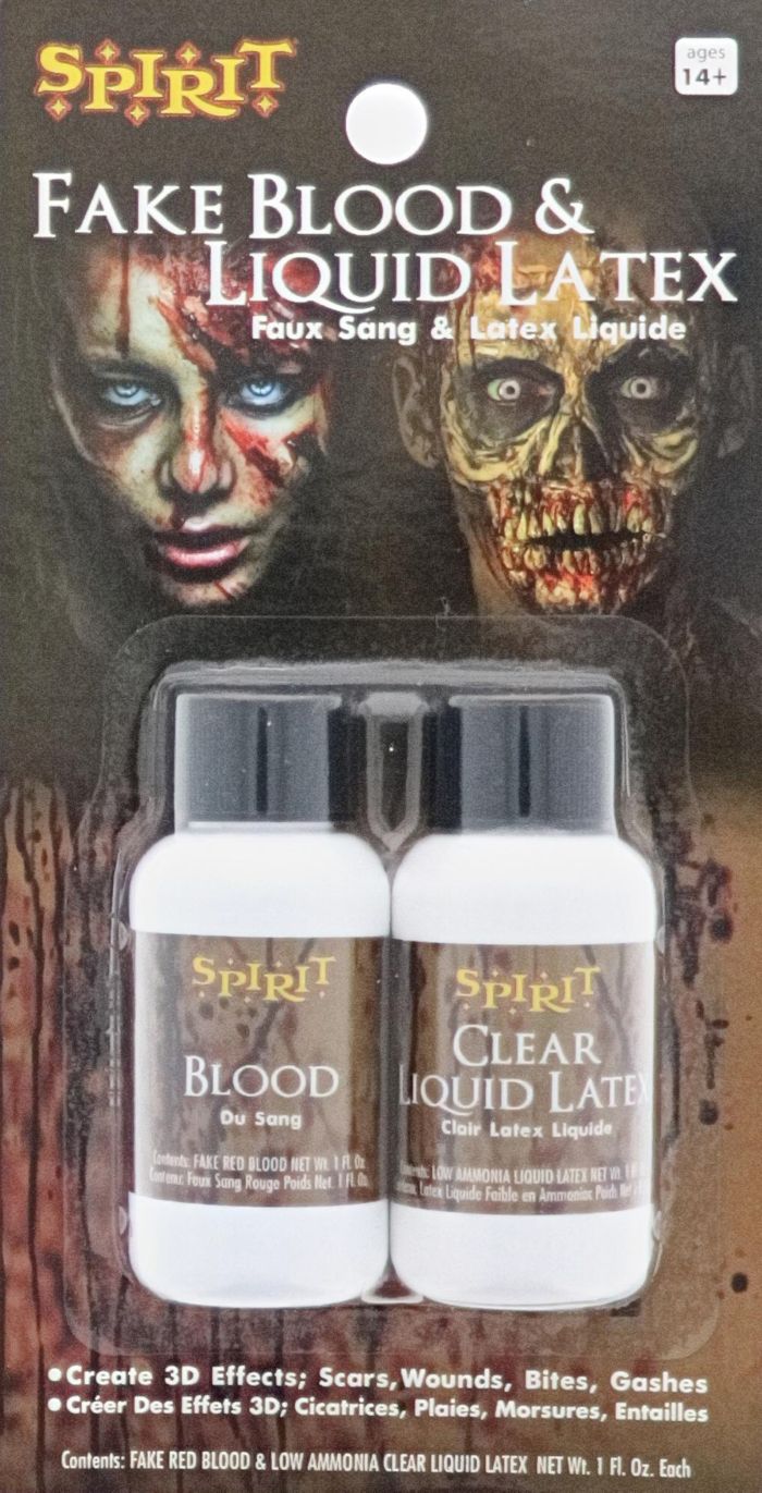 Spirit Halloween Latex and Blood Kit product packaging