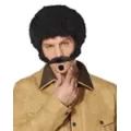 70s Black Curly Wig With Mustache at Spirit Halloween